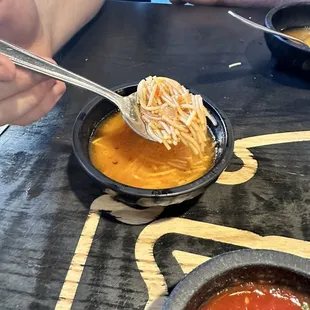 Complimentary fideo soup