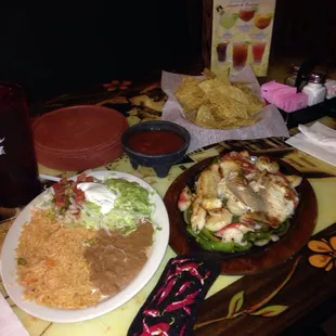 Seafood fajitas - single serving is enough for two!