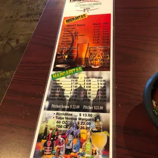 Drink menu