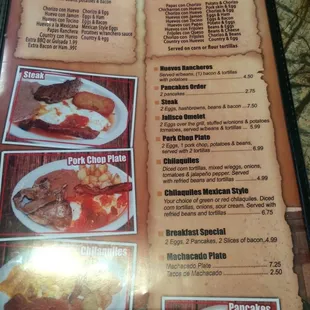 Preview of breakfast menu. Sorry, not a good picture