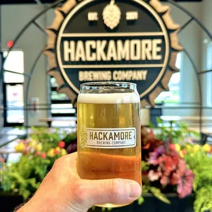a hand holding a glass of beer