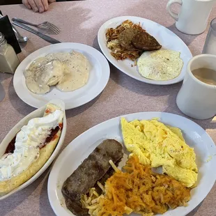 Yummy breakfast: the crepes special, with the sausage breakfast special