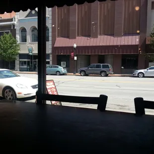 Our table with a view of downtown Joplin (main st.)