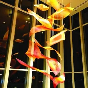 Art Consulting &amp; Sales - Pinnacle Bank Headquarters: Atrium Sculpture "Sunrise Cascade", powder coated perforated aluminum.