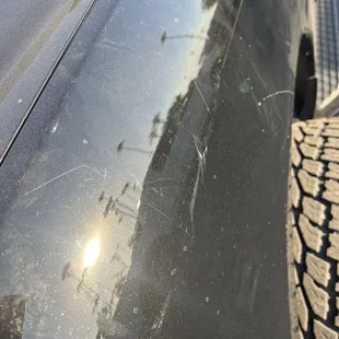 Noticed the scratches after the service. Both sides of my truck had scratches where they went in and replaced batteries.