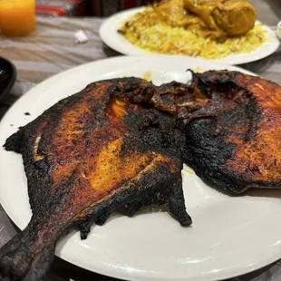 Grilled popmpon fish