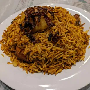 Chicken with rice and potatoes