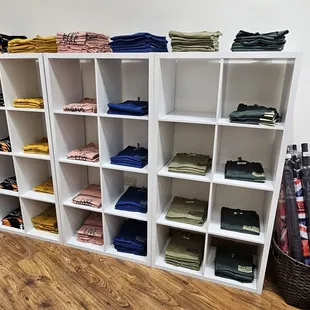 Neatly arranged shirts
