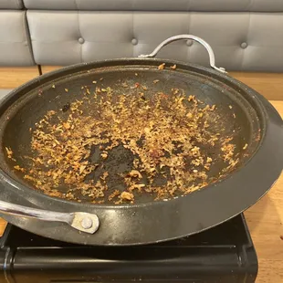 We scraped the bibimbap for leftovers.