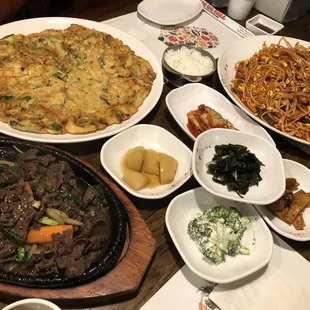 a table full of asian food
