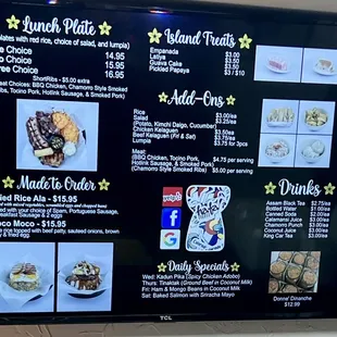 Menu - prices have gone up