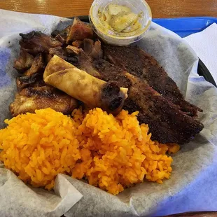 Pretty disappointed. Luke warm meat and cold rice.