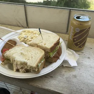 Tuna salad sandwich and soda