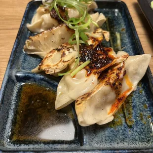 a plate of dumplings