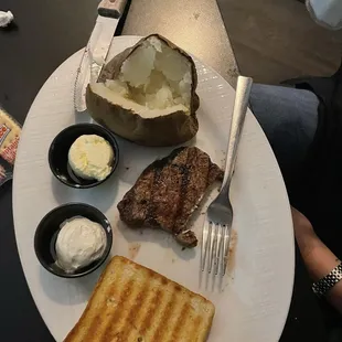 4 oz filet with baked potato.