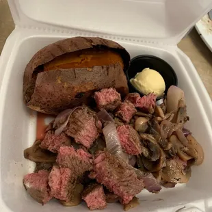 Cut up 10 ounce ribeye. I couldn't finish my plate after having the jalapeño poppers, but the ribeye was so delicious.