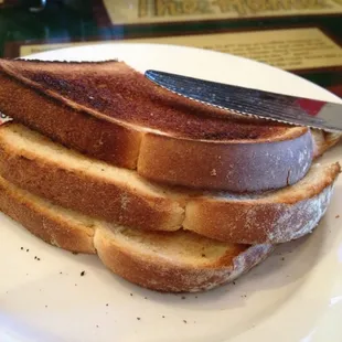 A little over-toasted, but it didn't taste as bad as it looks, especially with a little marmalade.