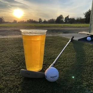 20oz Pliny the Elder out on the Driving Range at sunset