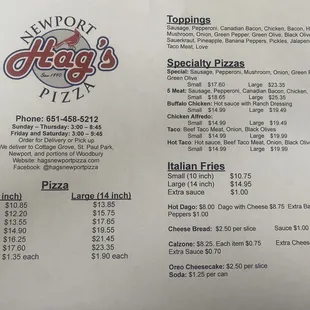 the menu
