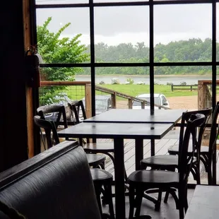 a view of a lake through a window