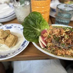 Salt &amp; Pepper Fried Tofu (Vegan) Crispy Rice Salad (Vegetarian)