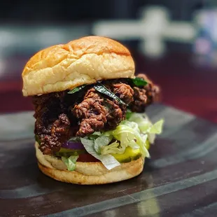 Malaysian Hot Chicken Sandwich w/ curry leaves