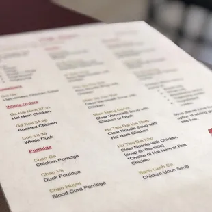 menu