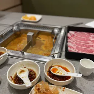 a variety of hot pot dishes