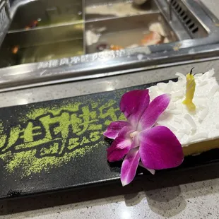 They also gave a slice of birthday cake for hubby