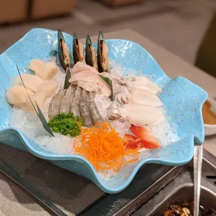 a variety of seafoods