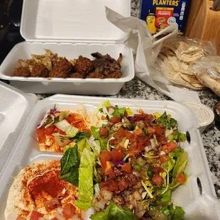 Salad and hummus