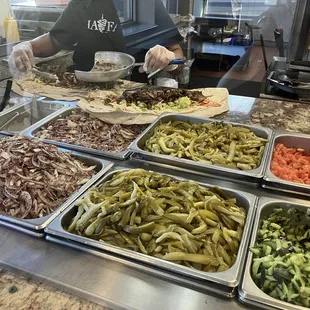 Beef Shawarma wrap in the making