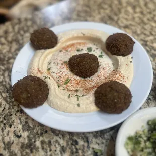 Hummus and falafel thanks to checking in here on Yelp!