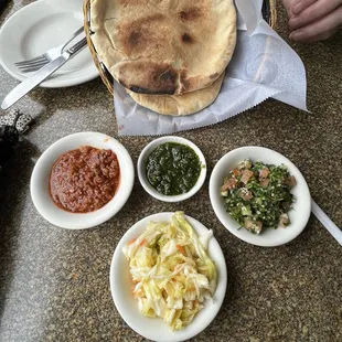 Appetizers and warm pitas