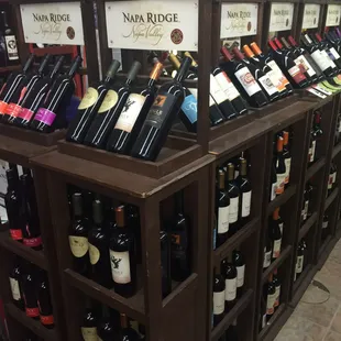 rows of wine bottles