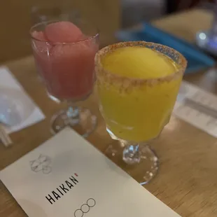Frozen cocktails on tap, spicy mango margarita and watermelon froze