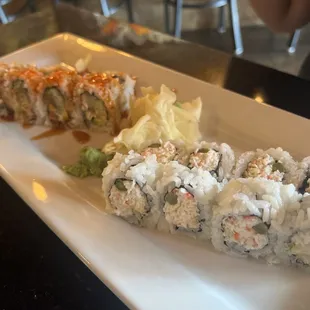 Eel roll and crunchy roll