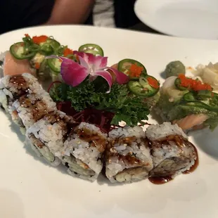 Asian Tiger Roll and #22. Eel Cucumber Roll
