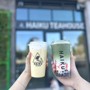 Corn einspanner &amp; strawberry matcha latte