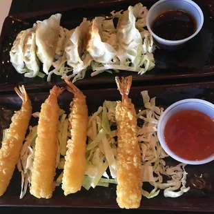 Tempura and chicken Gyoza