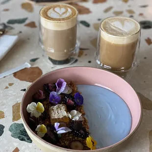 Yogurt and Granola. So good! Vanilla Latte and Terracotta Latte