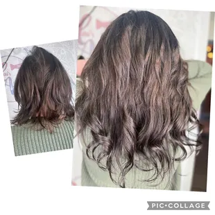 Weft extensions sewn in. Free consultation to see if yOU are a candidate!