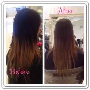 Before and after a bad ombré