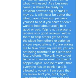 Mica asks me to take down my review of her part 3 of 3 of message