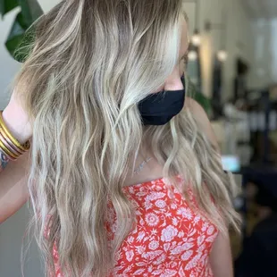 2 rows invisible bead extensions and lived in blonde