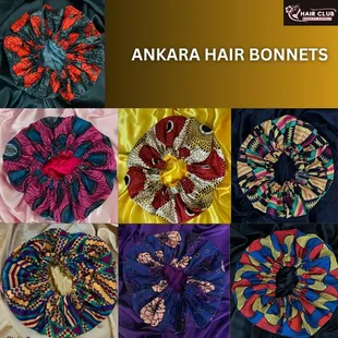Visit Hair Club Beauty Supply for our fabulous Ankara Hair Bonnets - satin-lined, machine washable, and perfect for a restful night's sleep.