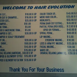 New prices as of March 2012