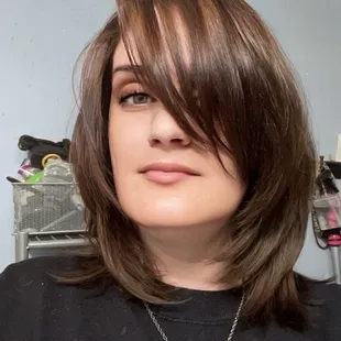 BEFORE haircut. I had an overgrown wolf cut that was very damaged.