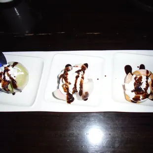 3 flavors of mochi ice cream.