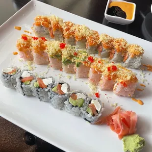 Philadelphia roll, fantastic "u" roll and spicy girl roll